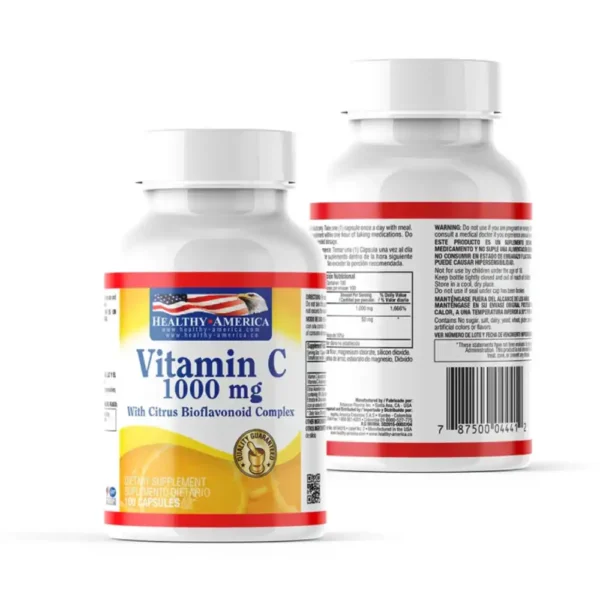 Vitamina C 1000MG de Healthy America | Frasco de con 100 cápsulas