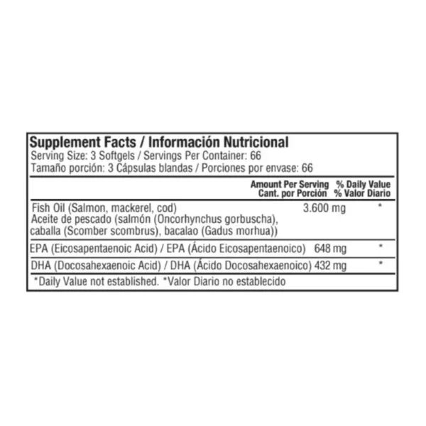 Cápsulas blandas de Omega 3 1200mg de Healthy America en su envase original.