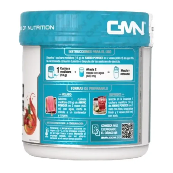 AMINO POWDER de GMN con 8500 mg de BCAA sabor sandía.