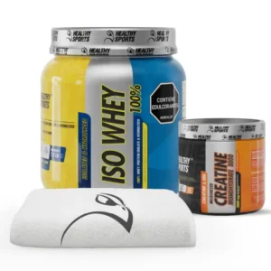 Combo ISO Whey con obsequio de creatina MONOH 150GR 50 SERVICIOS + TOALLA de Healthy America.