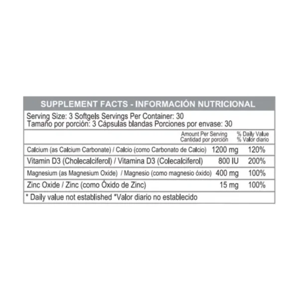 Envase de CAL-MAG-ZINC Plus D3 de Healthy America con 90 cápsulas sobre un fondo blanco, ideal para la salud de los huesos.