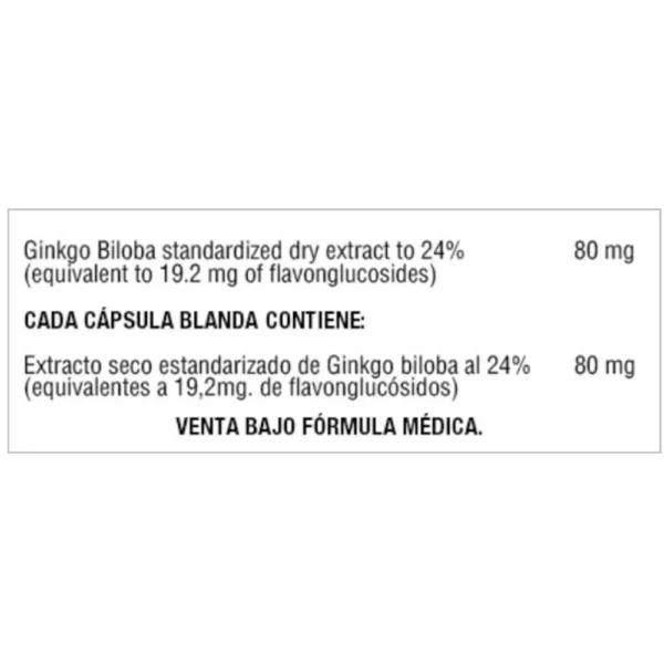Ginkgo Biloba 80mg de Healthy America | Envase con 90 cápsulas