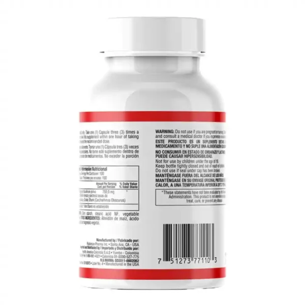 Frasco de Cartílago de Tiburón 750mg de Healthy America, suplemento dietario en 100 cápsulas.