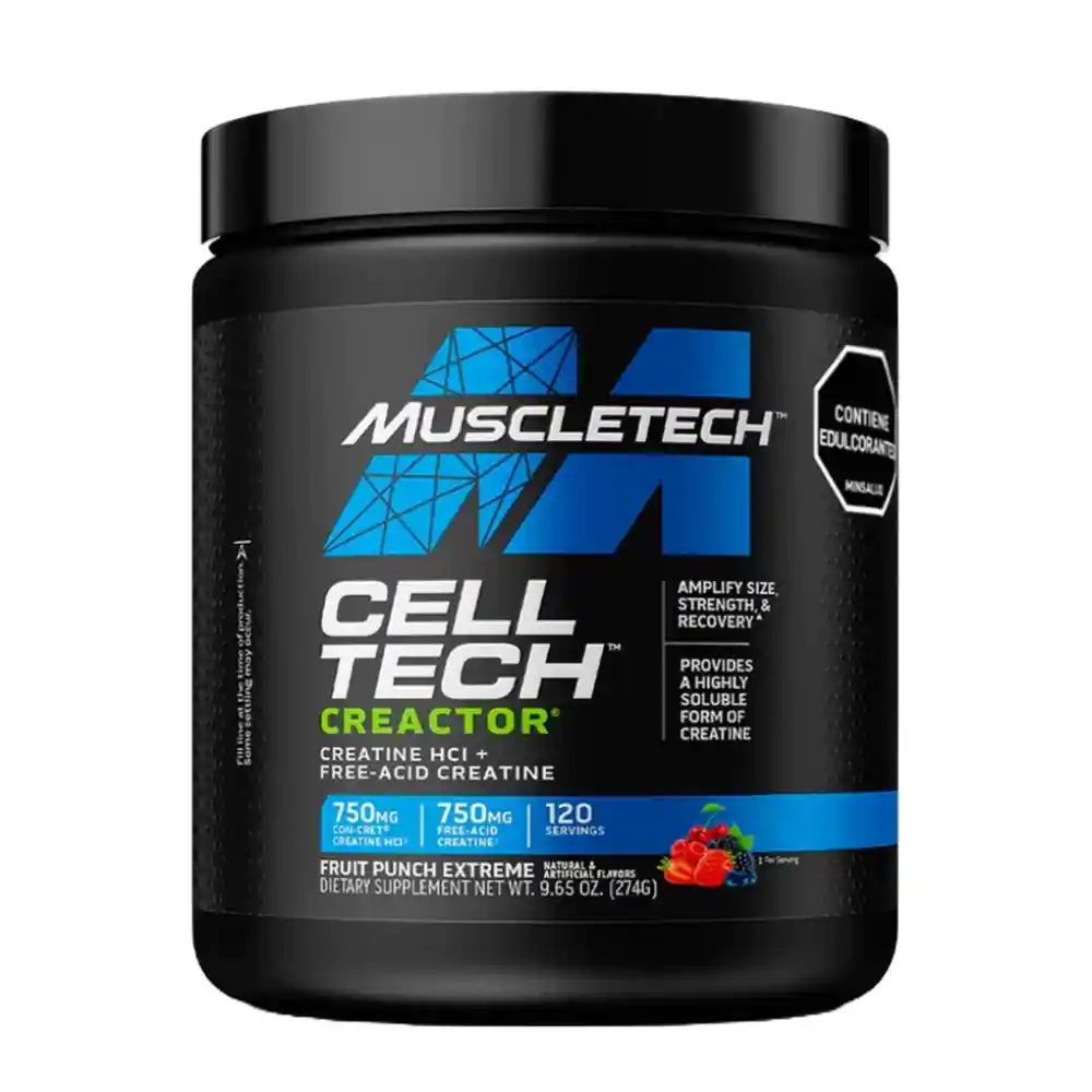 CELL-TECH Creactor creatina HCL potente Muscletech 274gr suplemento XMASTER GYM