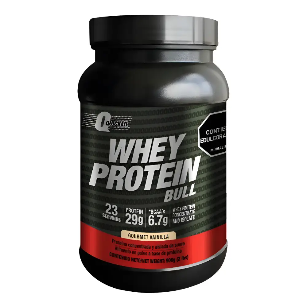 Whey Protein Bull Quicken 908 gr sabor vainilla suplemento de proteína en polvo para nutrición deportiva